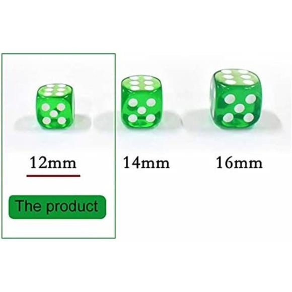 100 Pieces 12MM Small 6 Sided Dice Set Translucent Colors Dice, with Black Pouch - Picture 2 of 7